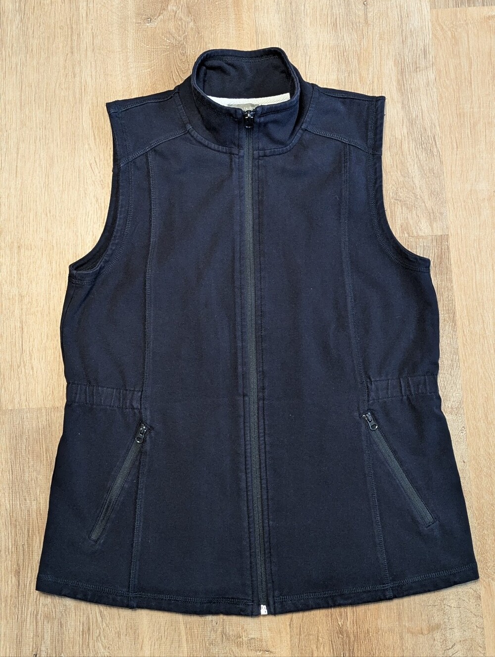 T By Talbots Classic Navy Zip-Front Athletic Vest Size Medium Petite